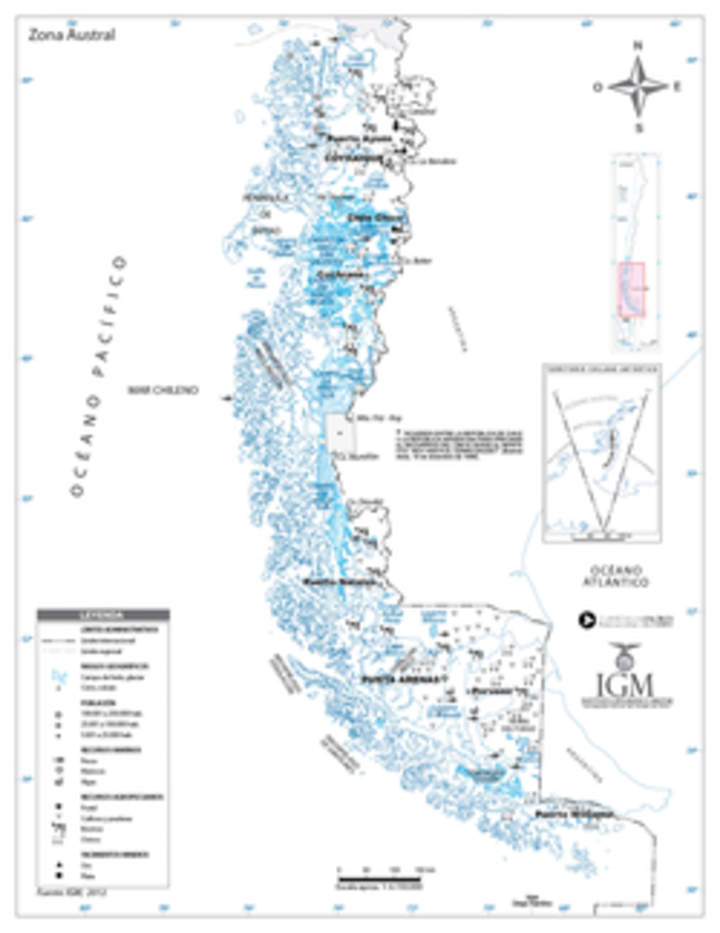 Mapa de la zona Austral Mapa de la zona Austral