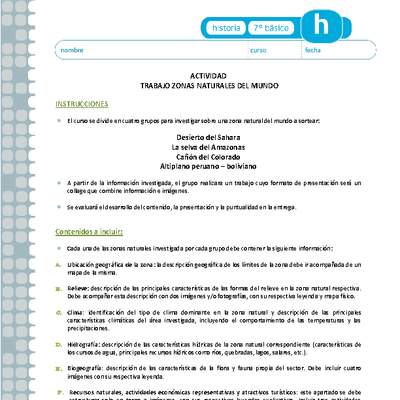 Trabajo zonas naturales del mundo Trabajo zonas naturales del mundo