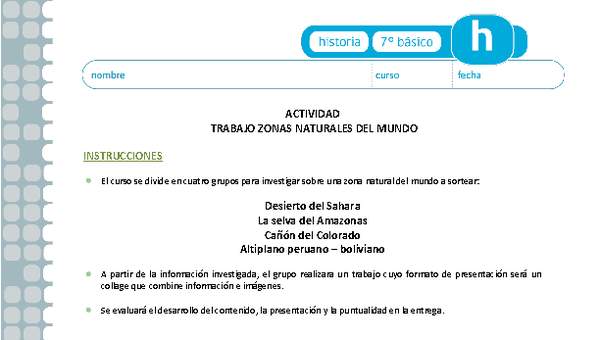 Trabajo zonas naturales del mundo Trabajo zonas naturales del mundo