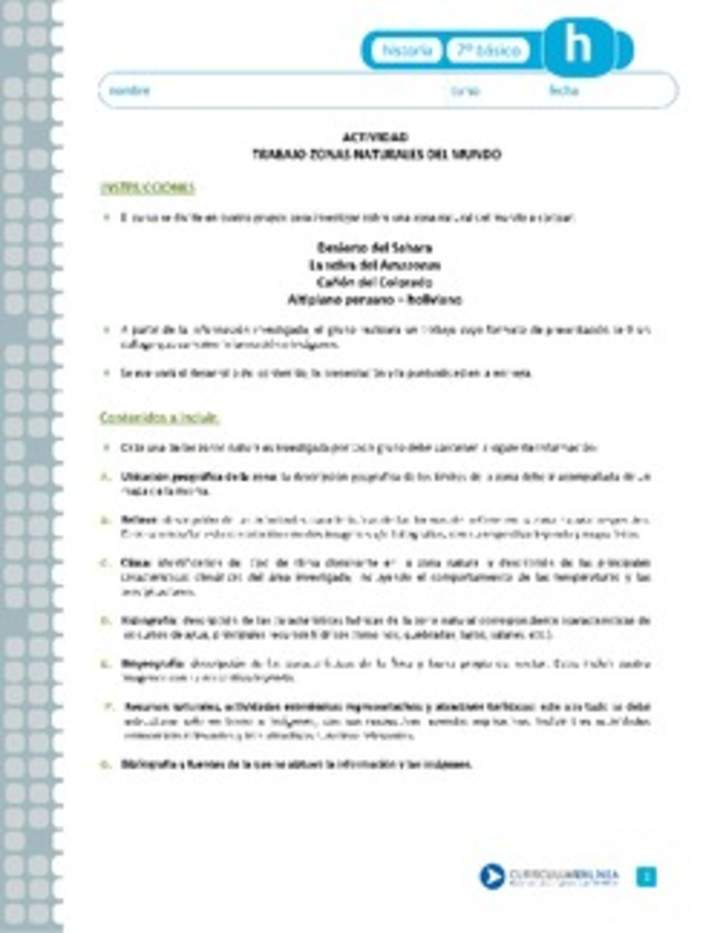 Trabajo zonas naturales del mundo Trabajo zonas naturales del mundo