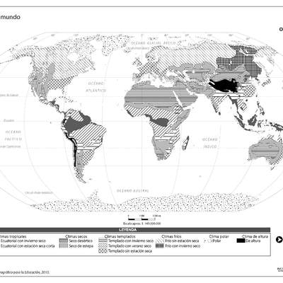 Mapa con climas del mundo en blanco y negro Mapa con climas del mundo en blanco y negro
