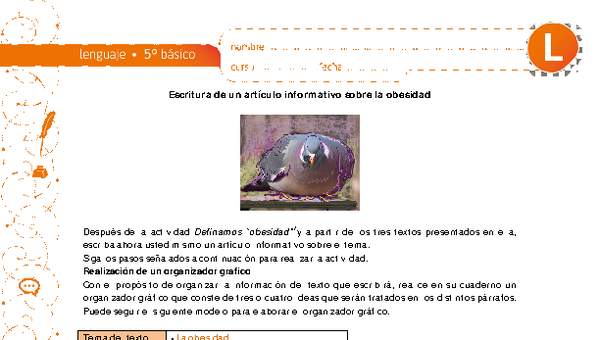 Escritura de un artículo informativo sobre la obesidad Escritura de un artículo informativo sobre la obesidad