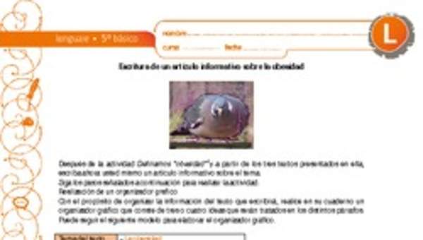 Escritura de un artículo informativo sobre la obesidad