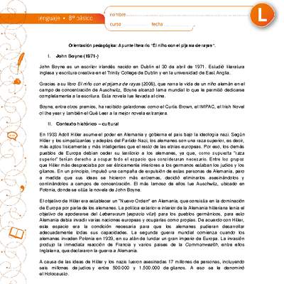 Apunte literario: El niño del pijama de rayas Apunte literario: El niño del pijama de rayas