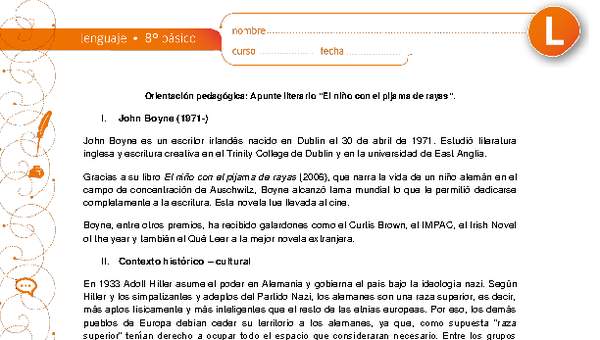 Apunte literario: El niño del pijama de rayas Apunte literario: El niño del pijama de rayas