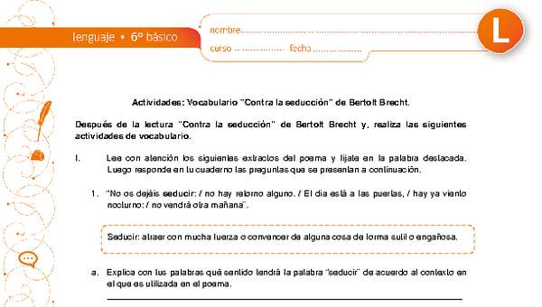Vocabulario: "Contra la seducción" Vocabulario: "Contra la seducción"
