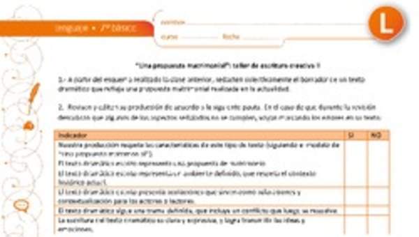 "Una propuesta matrimonial": taller de escritura creativa II "Una propuesta matrimonial": taller de escritura creativa II