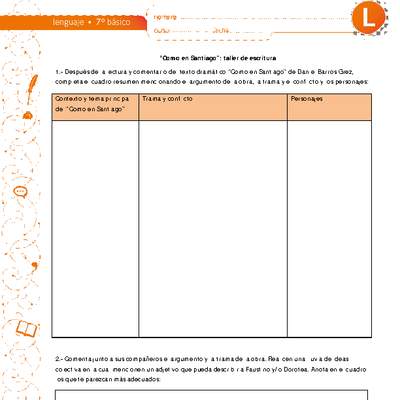 "Como en Santiago": taller de escritura "Como en Santiago": taller de escritura