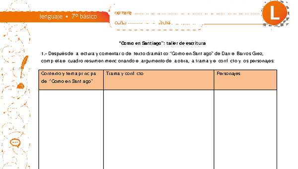 "Como en Santiago": taller de escritura "Como en Santiago": taller de escritura