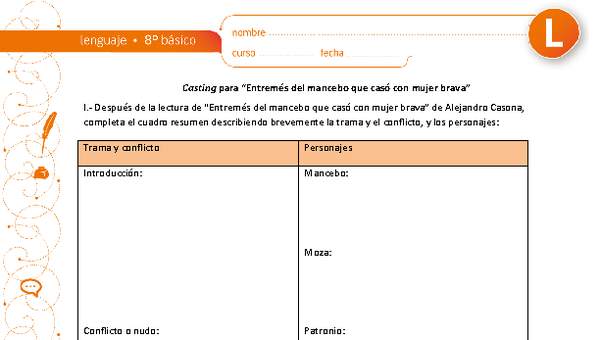 Casting para "Entremés del mancebo que casó con mujer brava" Casting para "Entremés del mancebo que casó con mujer brava"