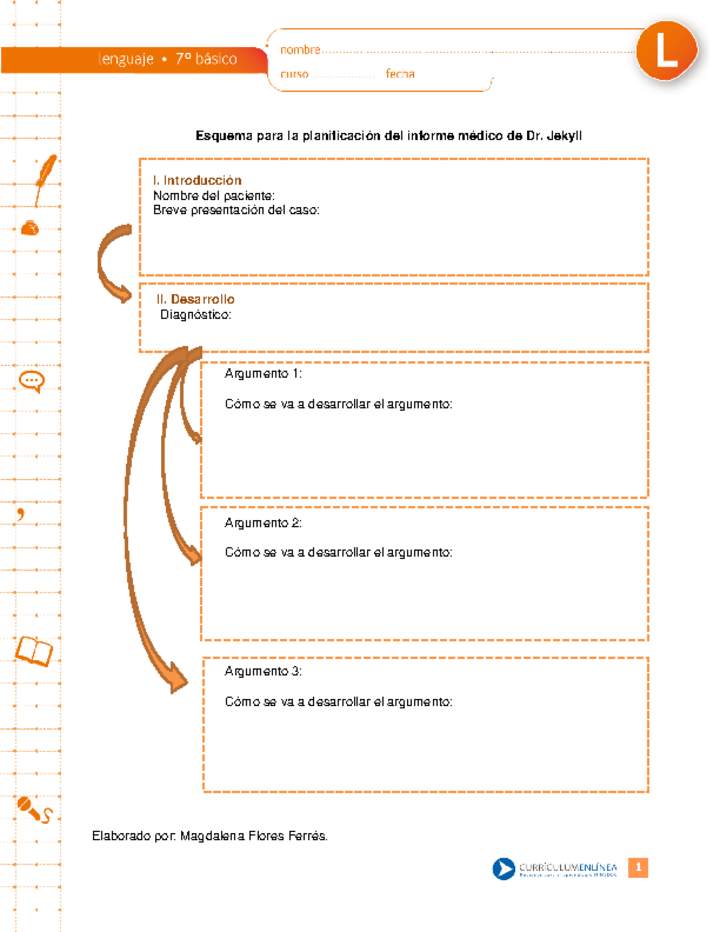 Esquema para la planificación del informe médico del Dr. Jekyll Esquema para la planificación del informe médico del Dr. Jekyll