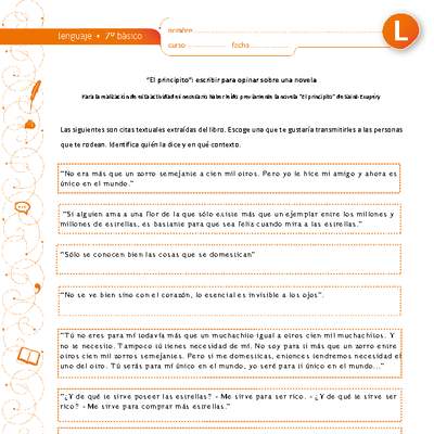 "El principito": escribir para opinar sobre una novela "El principito": escribir para opinar sobre una novela