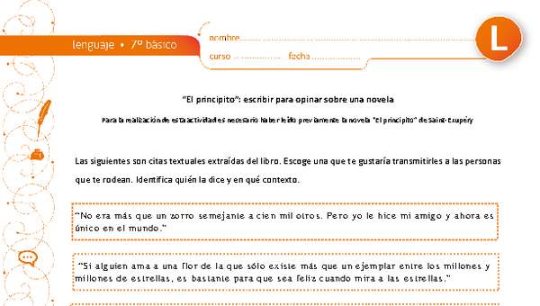 "El principito": escribir para opinar sobre una novela "El principito": escribir para opinar sobre una novela