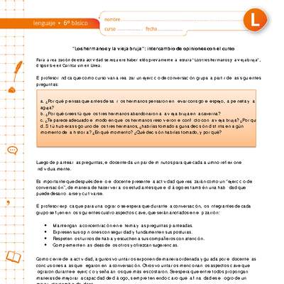 "Los tres hermanos y la vieja bruja": intercambio de opiniones con el curso "Los tres hermanos y la vieja bruja": intercambio de opiniones con el curso