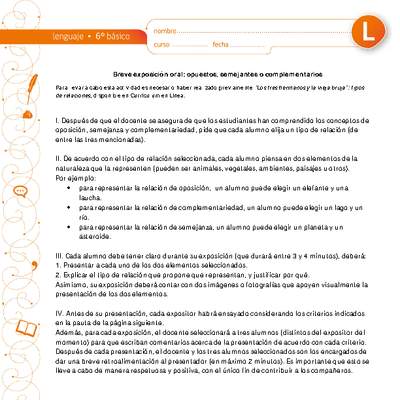 Breve exposición oral: opuestos, semejantes o complementarios Breve exposición oral: opuestos, semejantes o complementarios