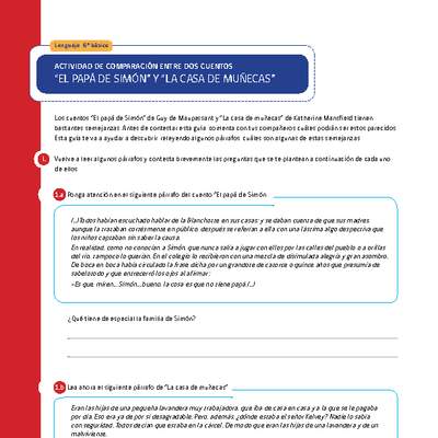 Comparación entre dos cuentos: "El papá de Simón" y "La casa de muñecas" Comparación entre dos cuentos: "El papá de Simón" y "La casa de muñecas"
