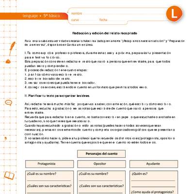 Redacción y edición del relato recopilado Redacción y edición del relato recopilado