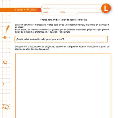 "Patas para arriba": taller de escritura creativa "Patas para arriba": taller de escritura creativa