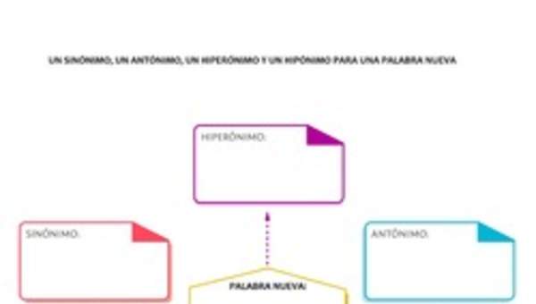 Sinónimo, antónimo, hiperónimo e hipónimo para una palabra nueva Sinónimo, antónimo, hiperónimo e hipónimo para una palabra nueva