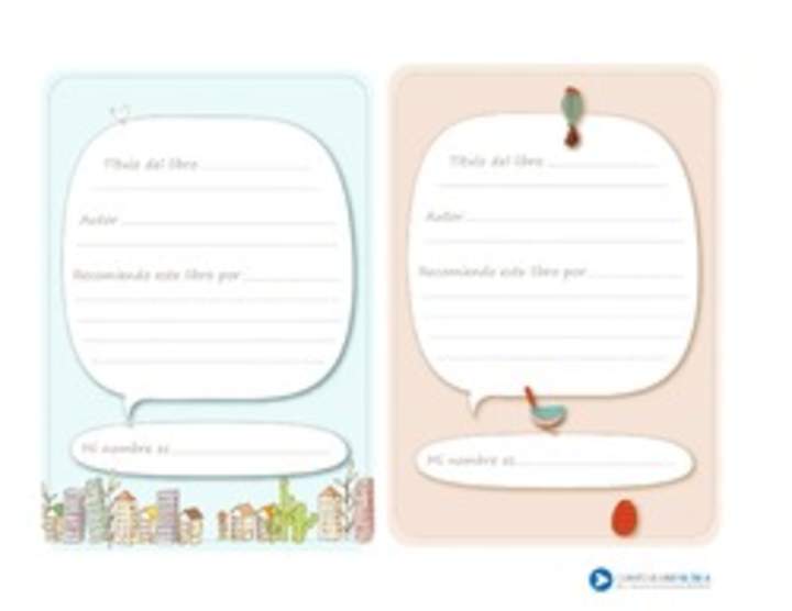 Fichas para recomendar libros Fichas para recomendar libros