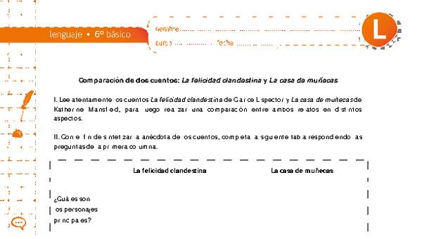 Comparación de dos cuentos: La felicidad clandestina y La casa de muñecas Comparación de dos cuentos: La felicidad clandestina y La casa de muñecas