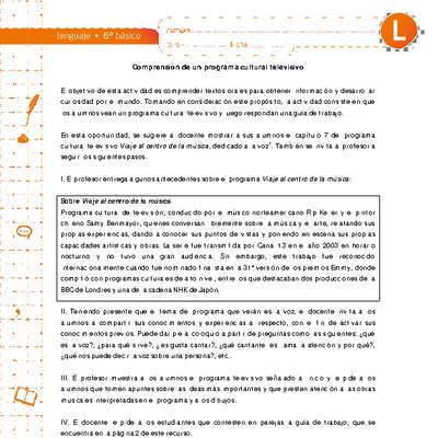 Comprensión de un programa cultural televisivo Comprensión de un programa cultural televisivo