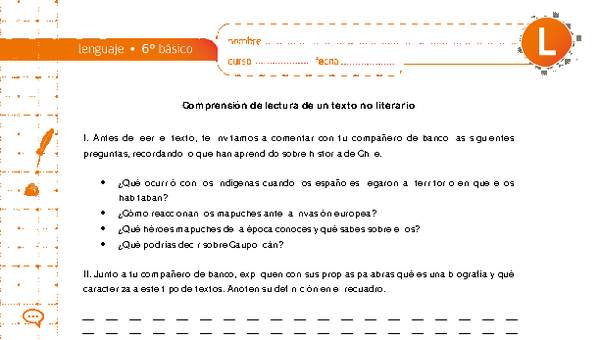 Comprensión de lectura de un texto no literario Comprensión de lectura de un texto no literario