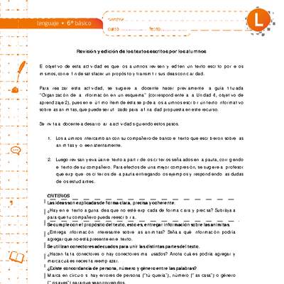 Revisión y edición de los textos escritos por los alumnos Revisión y edición de los textos escritos por los alumnos