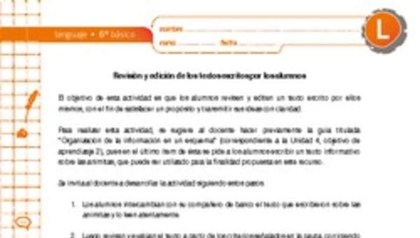 Revisión y edición de los textos escritos por los alumnos Revisión y edición de los textos escritos por los alumnos