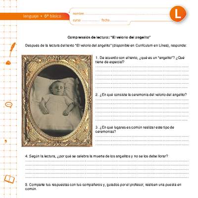 Comprensión de lectura "El velorio del angelito" Comprensión de lectura "El velorio del angelito"