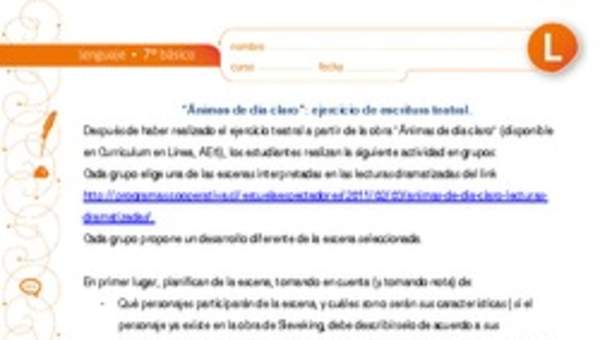 "Ánimas de día claro": ejercicio de escritura teatral. "Ánimas de día claro": ejercicio de escritura teatral.