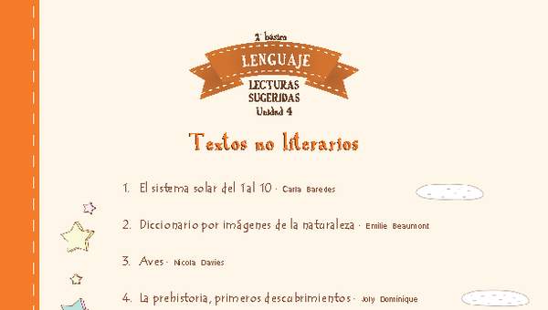 Lecturas sugeridas para la unidad: textos no literarios Lecturas sugeridas para la unidad: textos no literarios