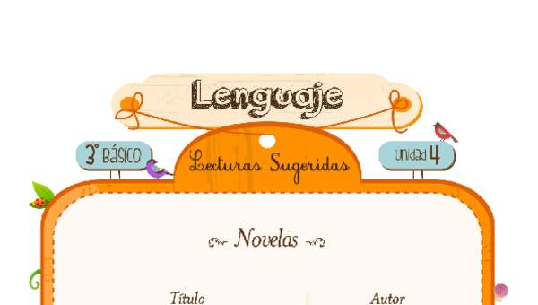 Lecturas sugeridas para la unidad: novelas Lecturas sugeridas para la unidad: novelas
