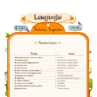 Lecturas sugeridas para la unidad: narraciones Lecturas sugeridas para la unidad: narraciones