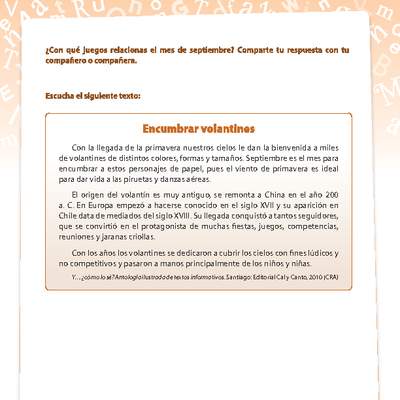 Texto informativo elevar volantines Texto informativo elevar volantines