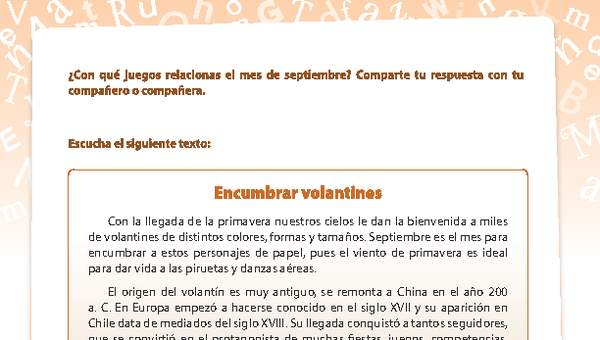 Texto informativo elevar volantines Texto informativo elevar volantines