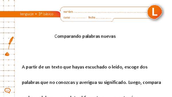 Comparar palabras nuevas Comparar palabras nuevas