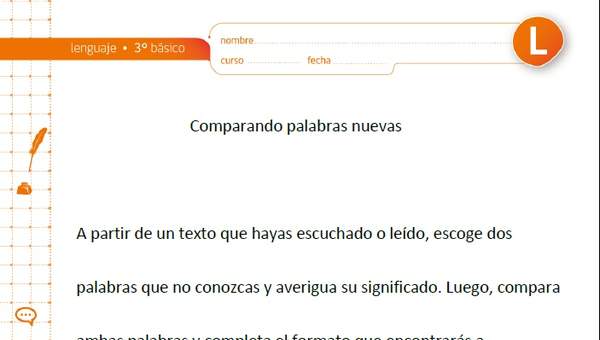 Comparar palabras nuevas Comparar palabras nuevas
