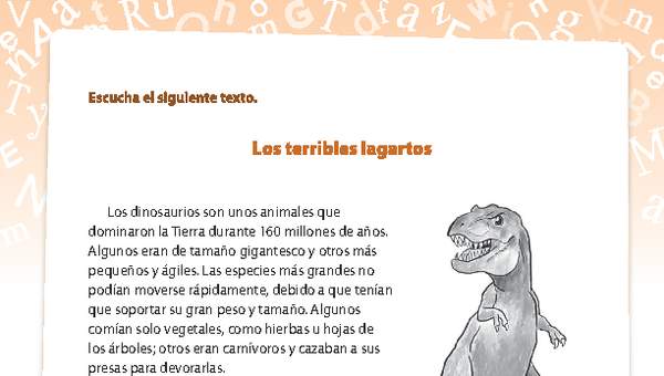 Comprensión dinosaurios Comprensión dinosaurios