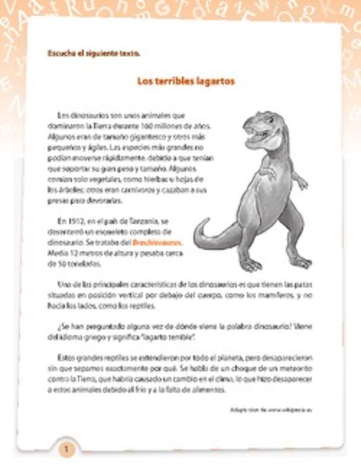 Comprensión dinosaurios Comprensión dinosaurios