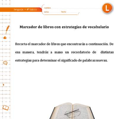 Marcador de libros vocabulario Marcador de libros vocabulario