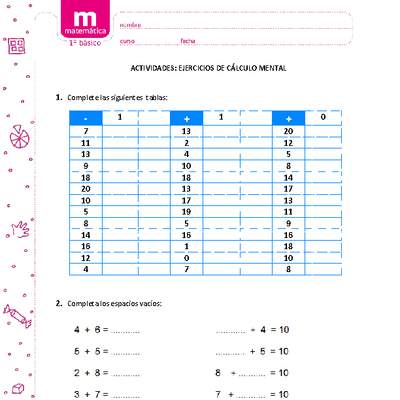 Ejercicios de cálculo mental Ejercicios de cálculo mental
