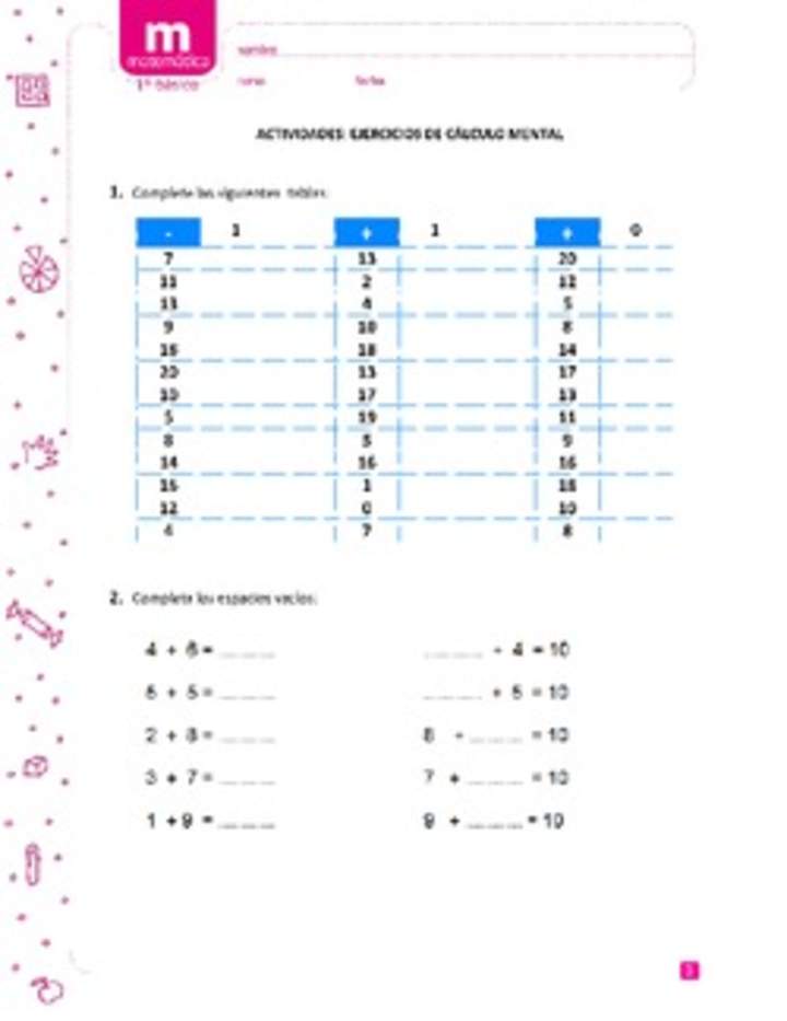 Ejercicios de cálculo mental Ejercicios de cálculo mental