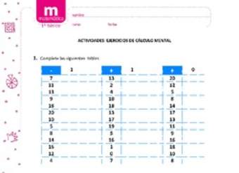 Ejercicios de cálculo mental Ejercicios de cálculo mental