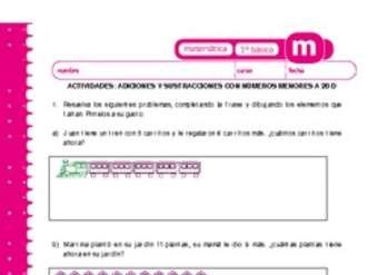 Adiciones y sustracciones con números menores a 20 d Adiciones y sustracciones con números menores a 20 d