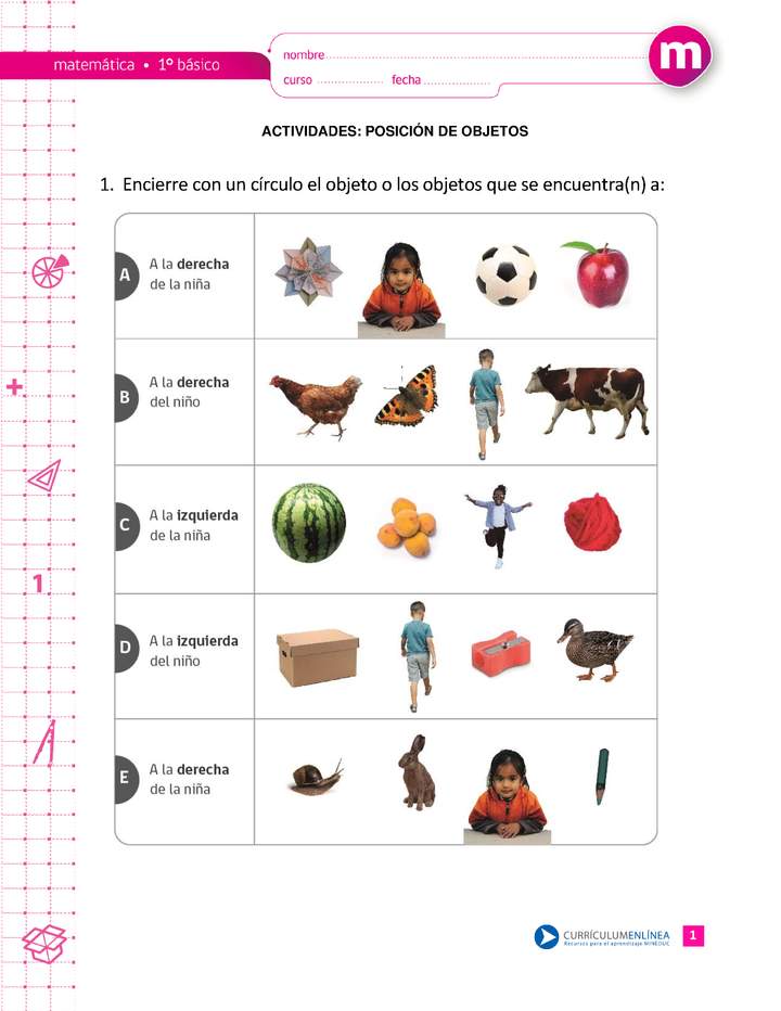 Posición de objetos Posición de objetos