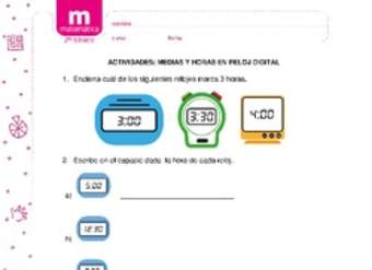 Horas y medias horas en reloj digital Horas y medias horas en reloj digital
