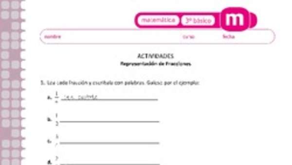 Representación de fracciones Representación de fracciones