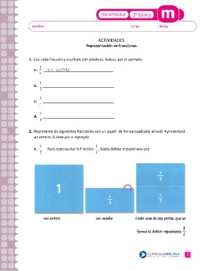 Representación de fracciones Representación de fracciones