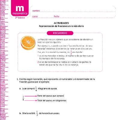 Representación de fracciones en la vida diaria Representación de fracciones en la vida diaria